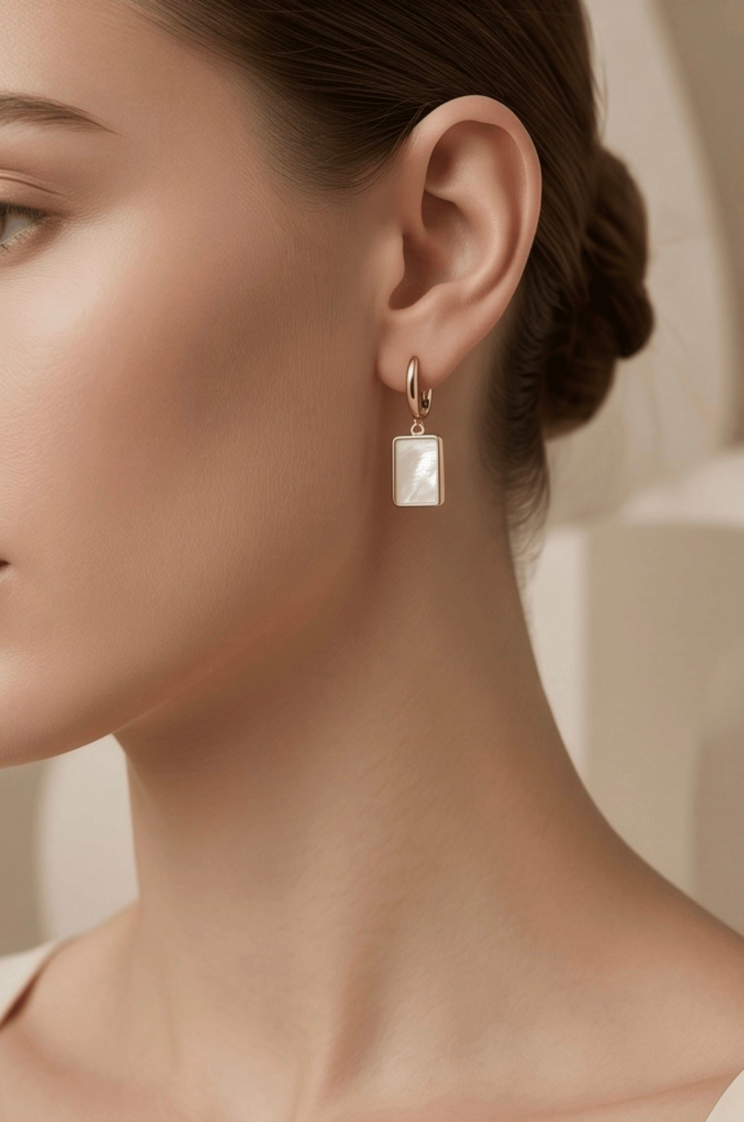 18k Gold plated Anti Tarnish White Geometric Earrings