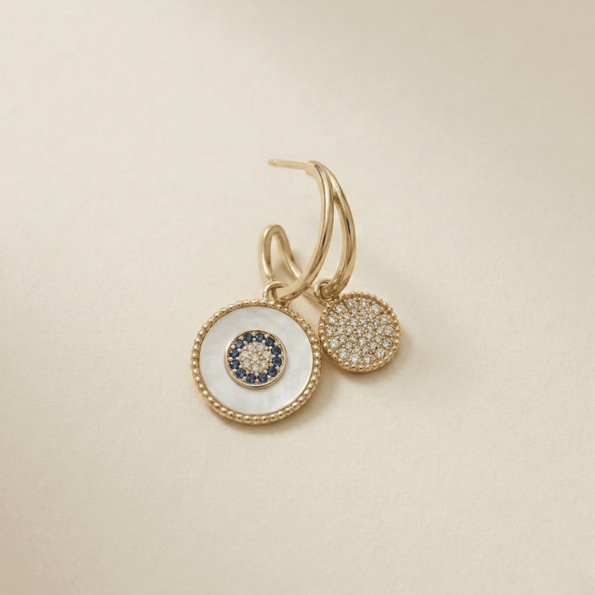 18k Gold plated Anti Tarnish Dual Charm Earrings - Aurvi