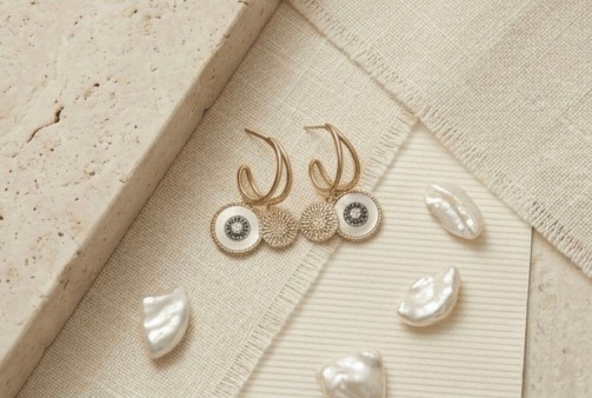 18k Gold plated Anti Tarnish Dual Charm Earrings - Aurvi