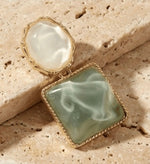 18k Gold plated Anti Tarnish Geometric Sage Green Earrings - Aurvi