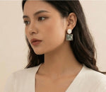 18k Gold plated Anti Tarnish Geometric Sage Green Earrings - Aurvi