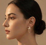 18k Gold plated Anti Tarnish Moon And Star Drop Earrings - Aurvi