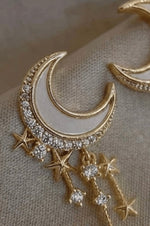18k Gold plated Anti Tarnish Moon And Star Drop Earrings - Aurvi