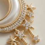 18k Gold plated Anti Tarnish Moon And Star Drop Earrings - Aurvi