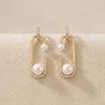 18k Gold plated Anti Tarnish Pearl And Crystal Drop Earrings - Aurvi