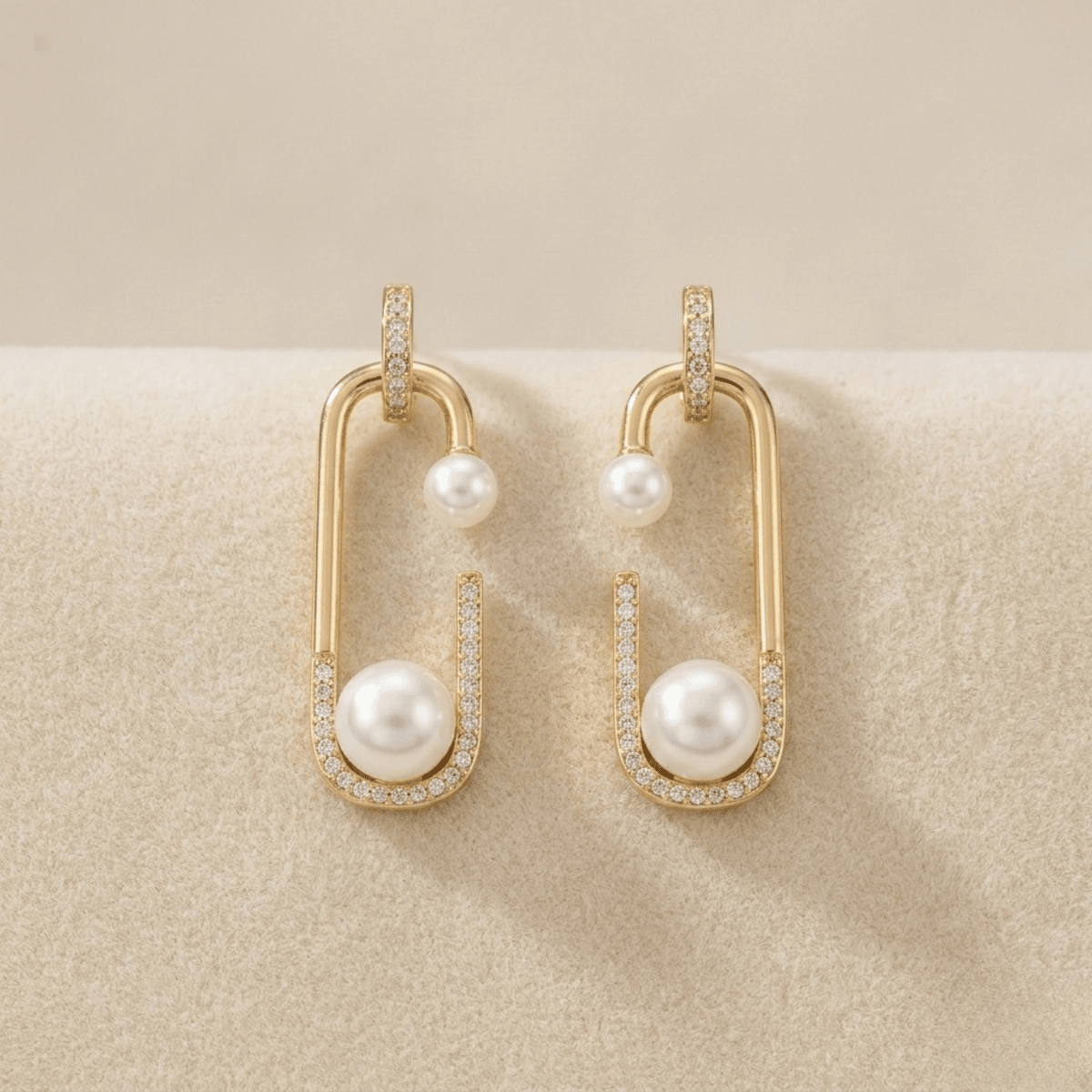 18k Gold plated Anti Tarnish Pearl And Crystal Drop Earrings - Aurvi