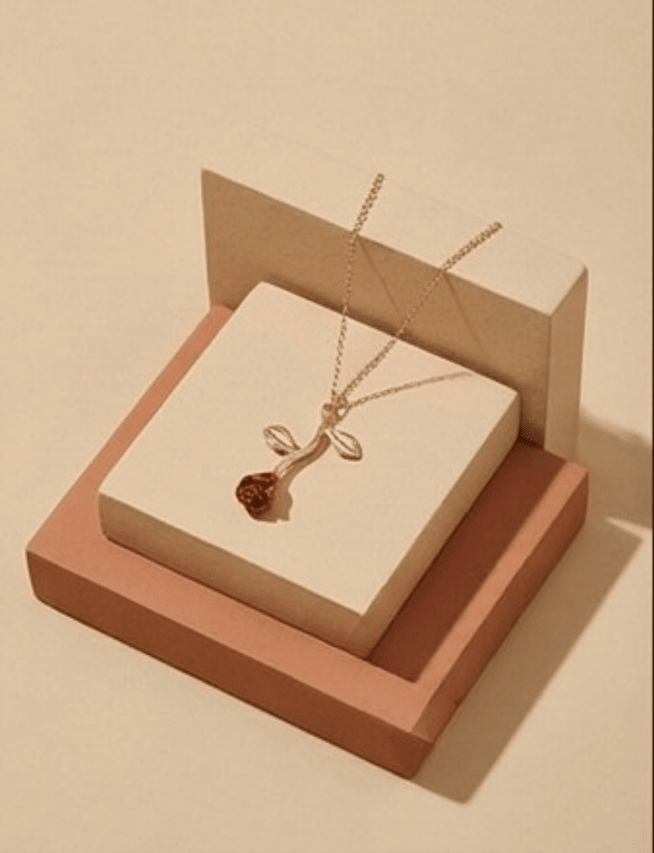 18k Gold Plated Anti Tarnish Red Rose Pendant Necklace - Aurvi