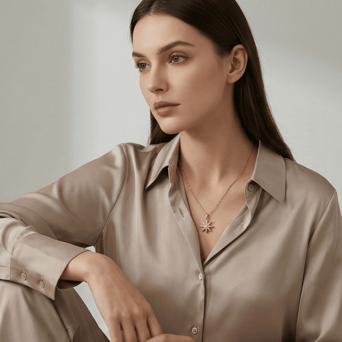 18k Gold Plated Anti Tarnish Starbust Stone Pendant Necklace - Aurvi