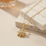 18k Gold Plated Anti Tarnish Starbust Stone Pendant Necklace - Aurvi