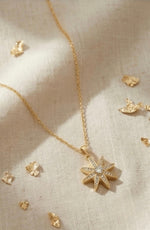 18k Gold Plated Anti Tarnish Starbust Stone Pendant Necklace - Aurvi