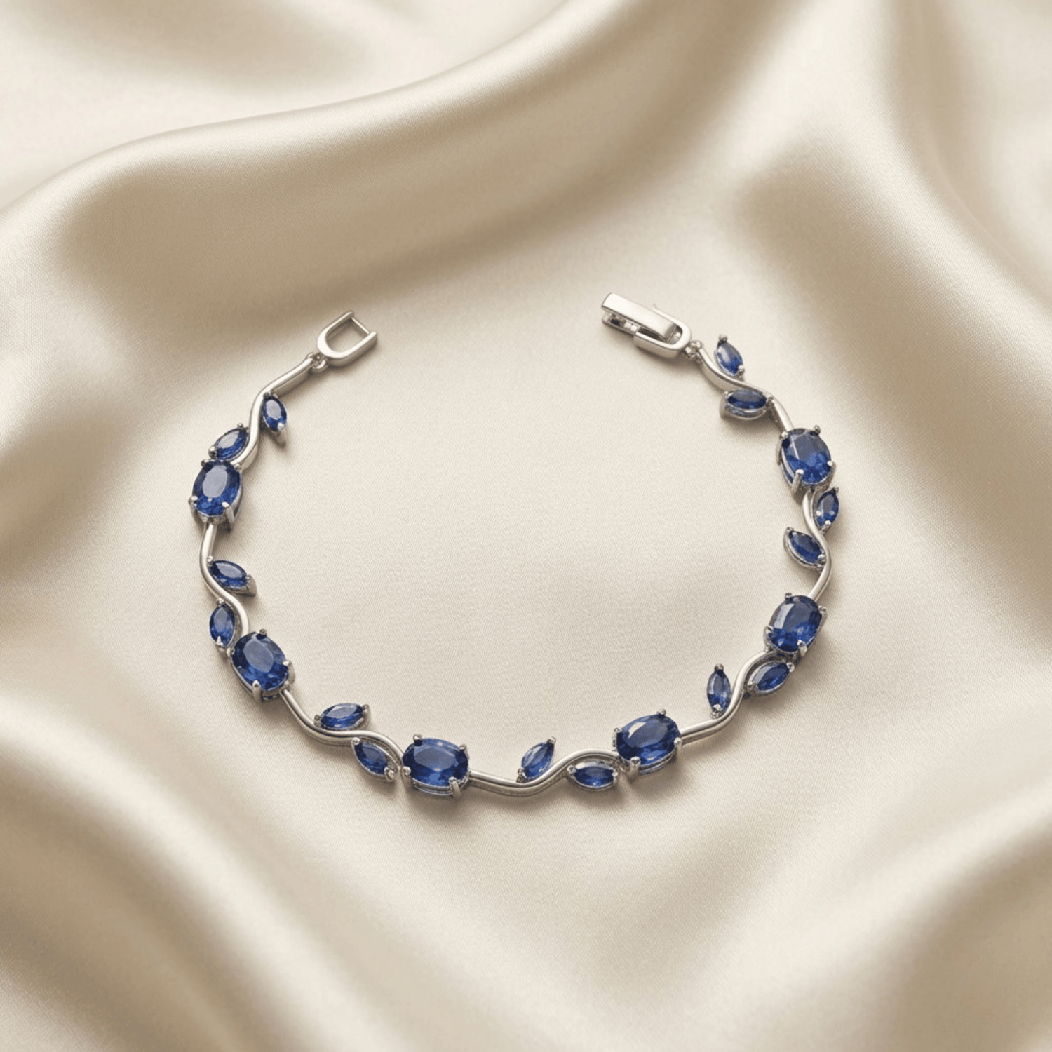 18k Silver-Plated Blue Tulip Bracelet