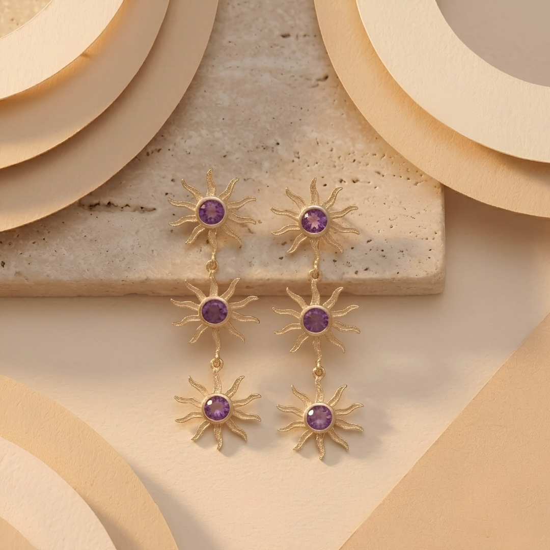 Viona Amethyst Sun Danglers