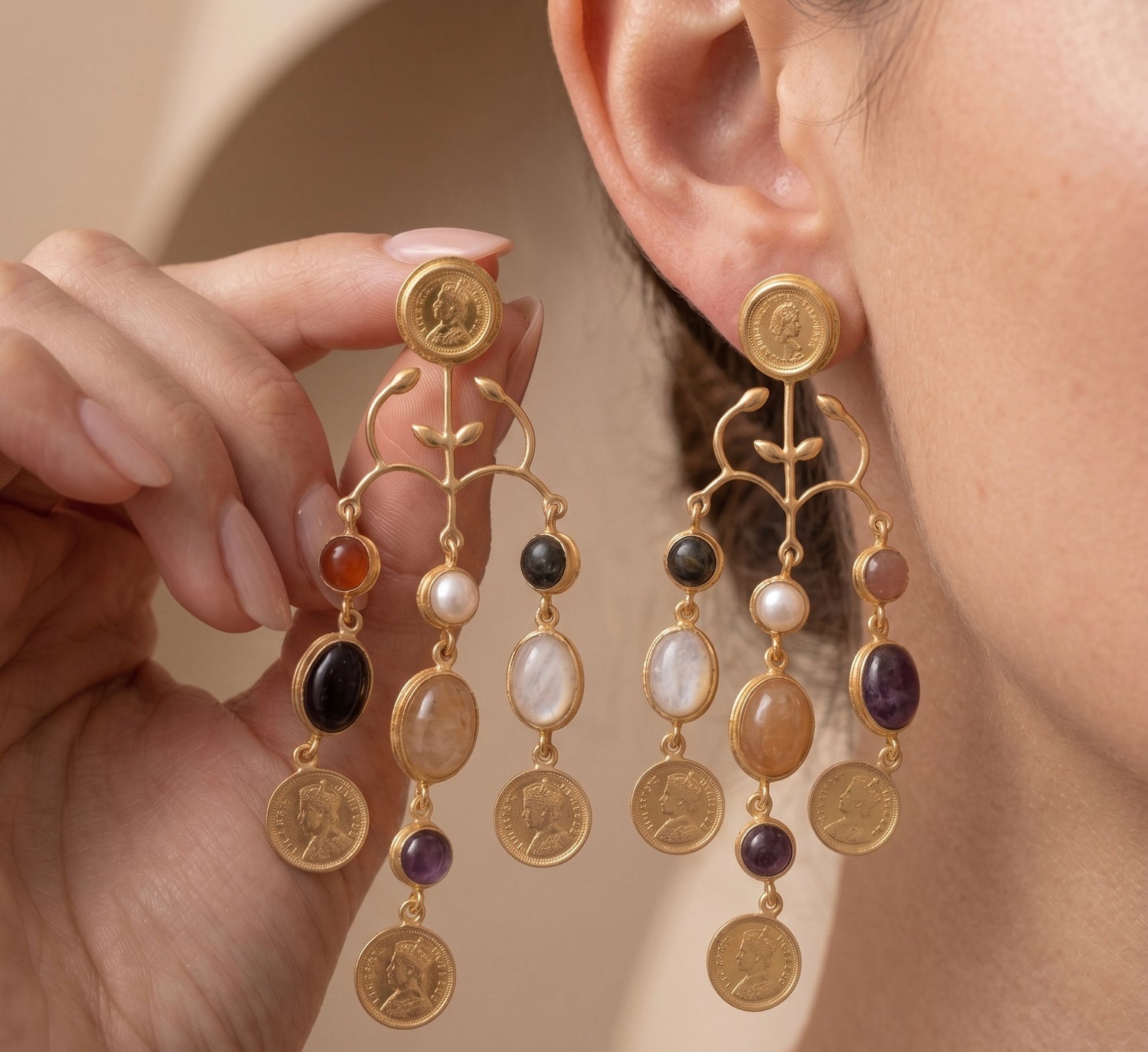 Manira Rose Quartz Cascade Earrings