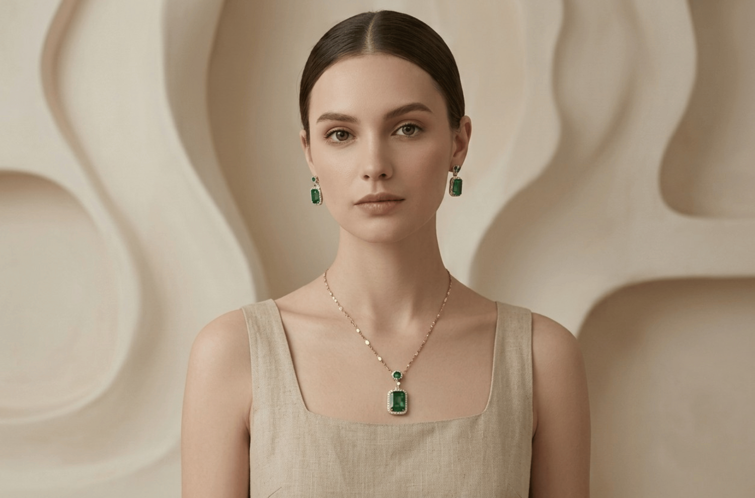 Emerald Pendant Set