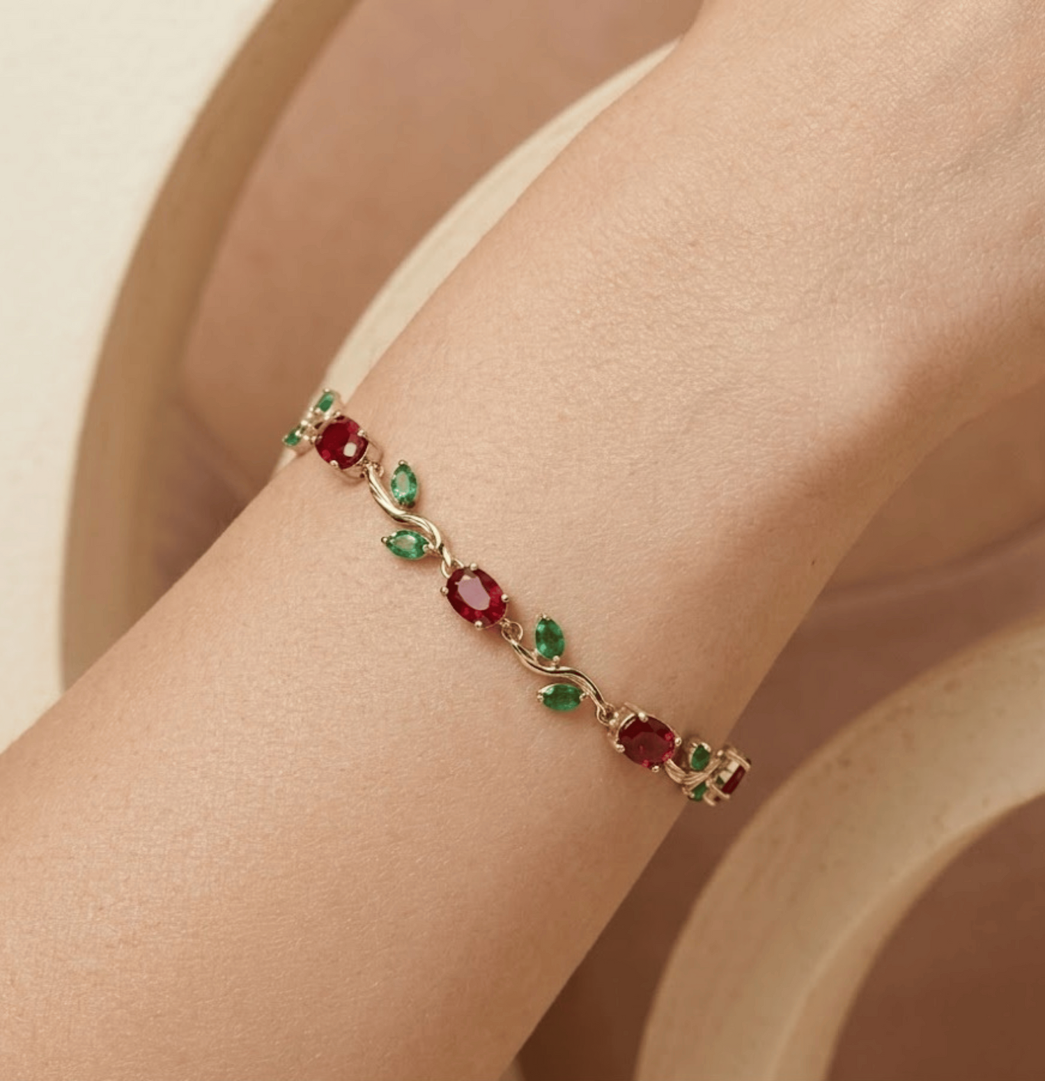 Red and Green Tulip Bracelet