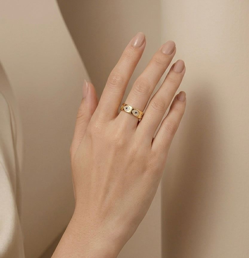 18k Gold-Plated Evil Eye Ring