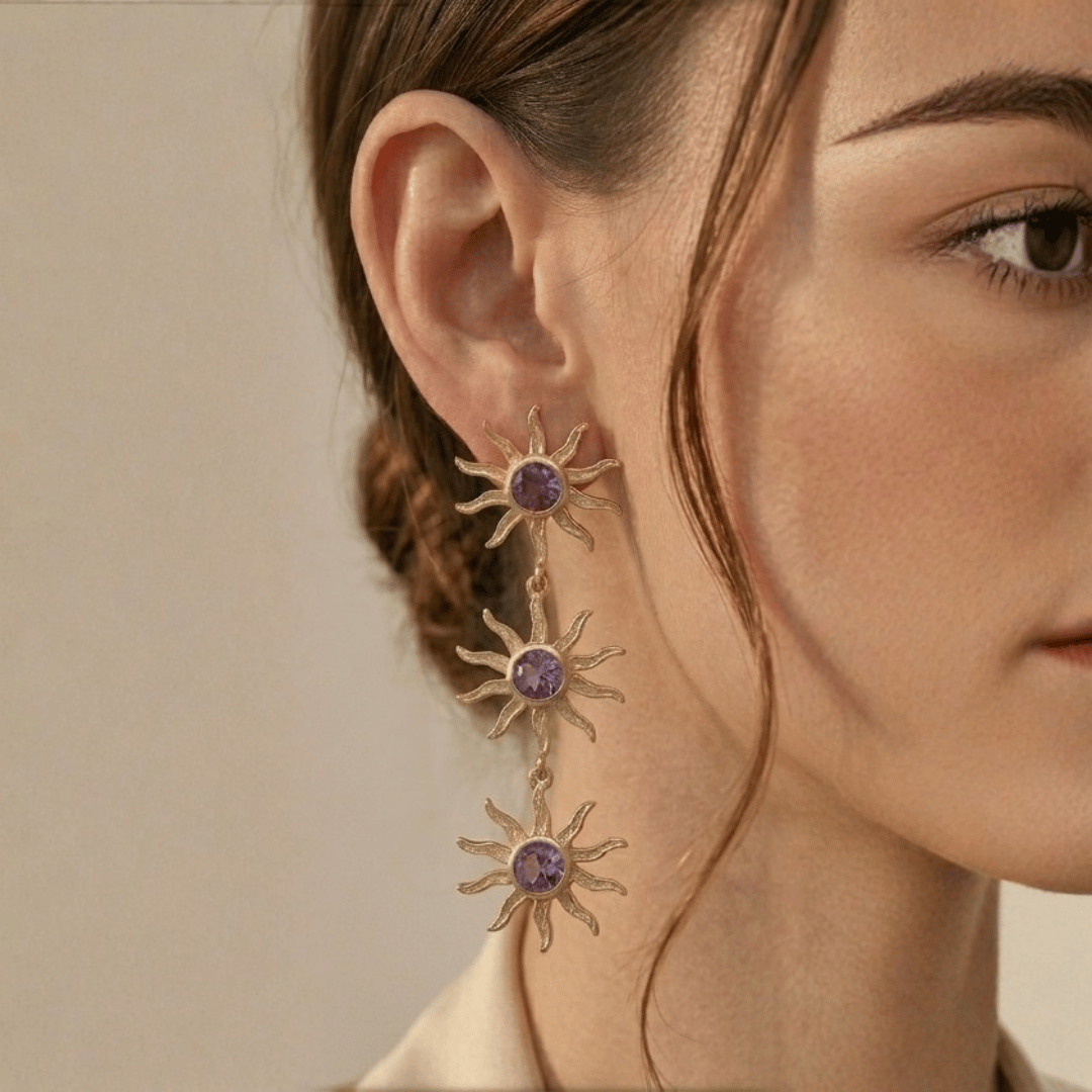 Viona Amethyst Sun Danglers