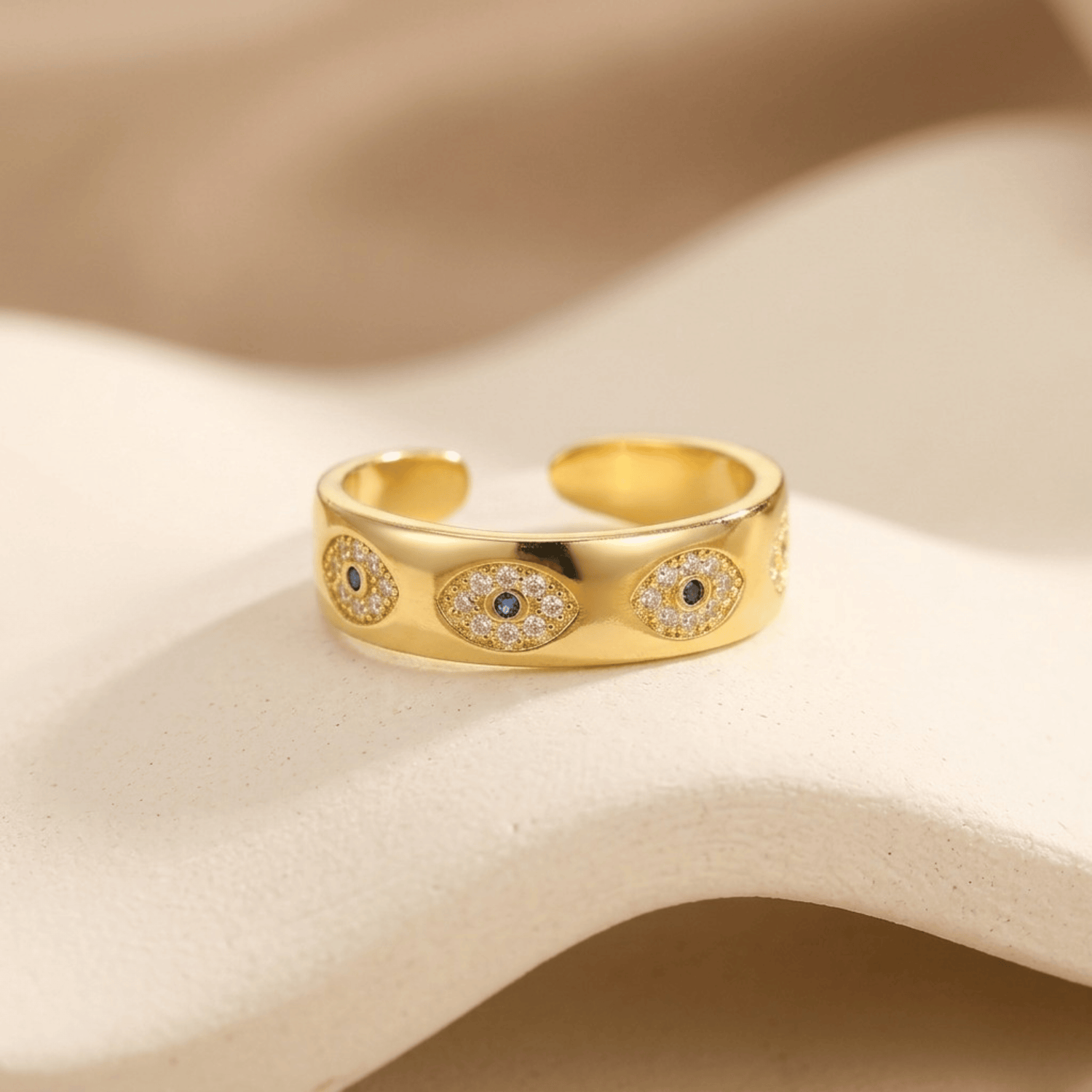 18k Gold-Plated Evil Eye Ring