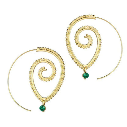 Gold Plated Spiral Unique Waterdrop Dangle Statement Earrings