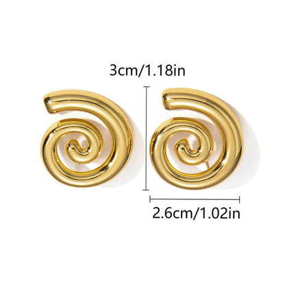Gold Plated Stainless Steel Anti Tarnish Spiral Chunky Earrings
