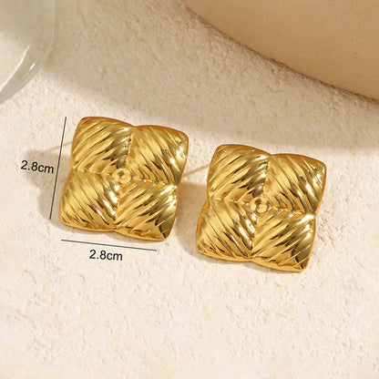 Gold-Plated Anti Tarnish Stainless Steel Quadangle Stud Earrings