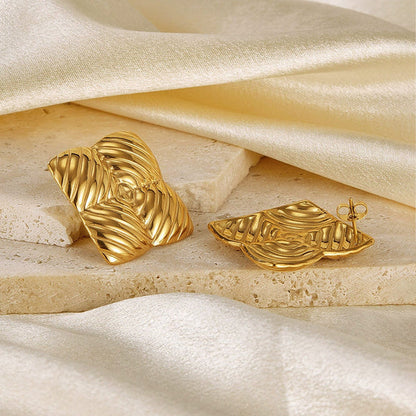 Gold-Plated Anti Tarnish Stainless Steel Quadangle Stud Earrings