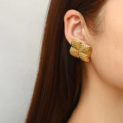 Gold-Plated Anti Tarnish Stainless Steel Quadangle Stud Earrings