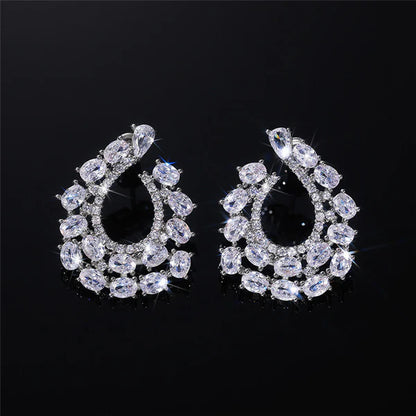 Silver Plated Anti Tarnish American Diamond Studded Contemporary Teardrop Earrings