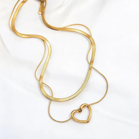 Gold-Plated Anti Tarnish Heart Themed Layered Necklace