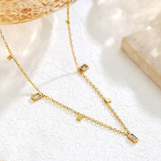 Gold Plated Stainless Steel Anti Tarnish Gold-Toned Geometric Necklace For Women