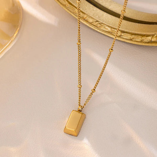 Gold Plated Anti Tarnish Stainless Steel Golden Rectangular Pendant