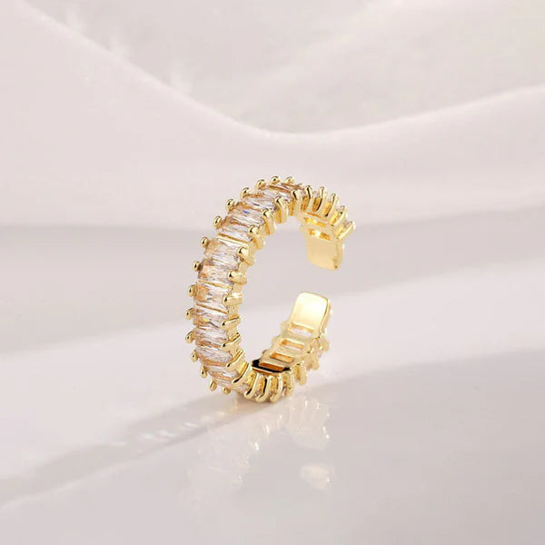 Gold Plated Stainless Steel Anti Tarnish White Adjustable Finger Ring For Women
