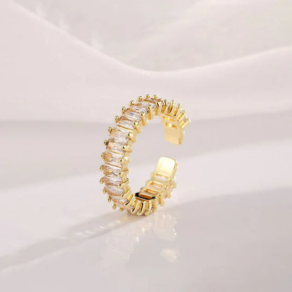 Gold Plated Stainless Steel Anti Tarnish White Adjustable Finger Ring For Women
