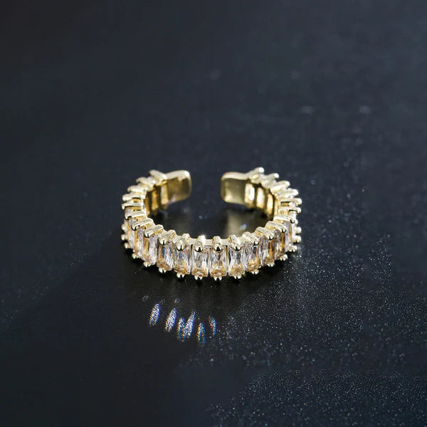 Gold Plated Stainless Steel Anti Tarnish White Adjustable Finger Ring For Women