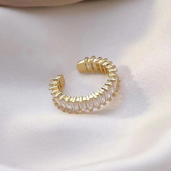 Gold Plated Stainless Steel Anti Tarnish White Adjustable Finger Ring For Women