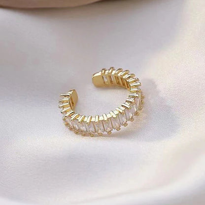 Gold Plated Stainless Steel Anti Tarnish White Adjustable Finger Ring For Women