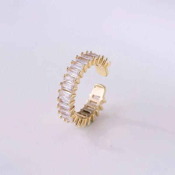 Gold Plated Stainless Steel Anti Tarnish White Adjustable Finger Ring For Women
