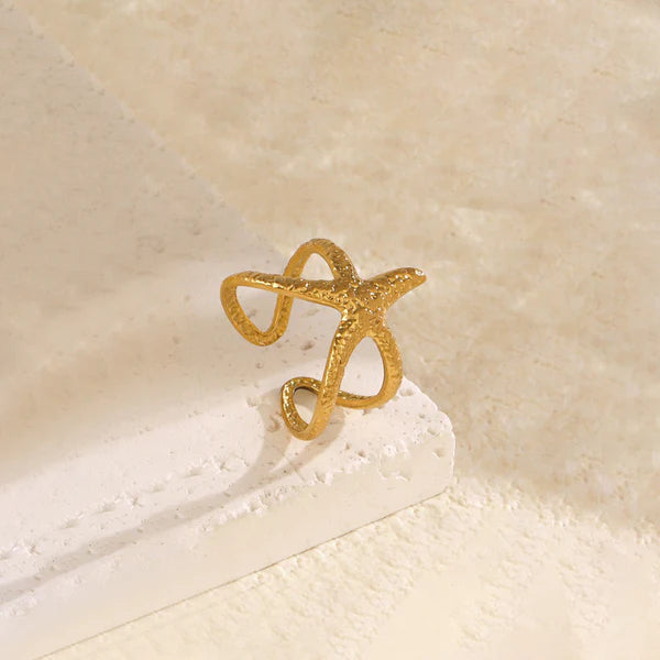 Gold Plated Anti Tarnish Stainless Steel Star Themed Contemporary Ring