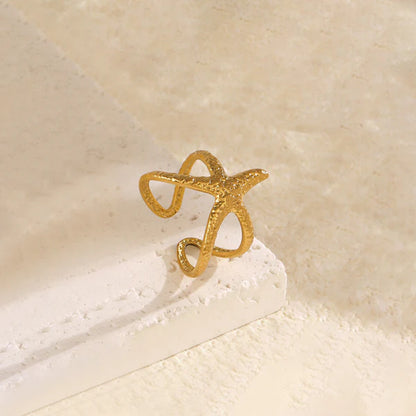 Gold Plated Anti Tarnish Stainless Steel Star Themed Contemporary Ring