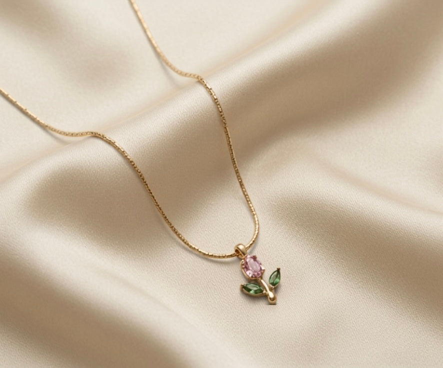 18k Gold-Plated Pink Tulip Pendant