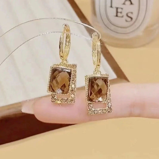 Brown zircon earrings