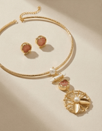 Avira Carnelian Flowline Choker Set - Aurvi