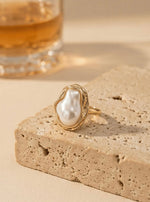 Baroque Pearl Adjustable Ring - Aurvi