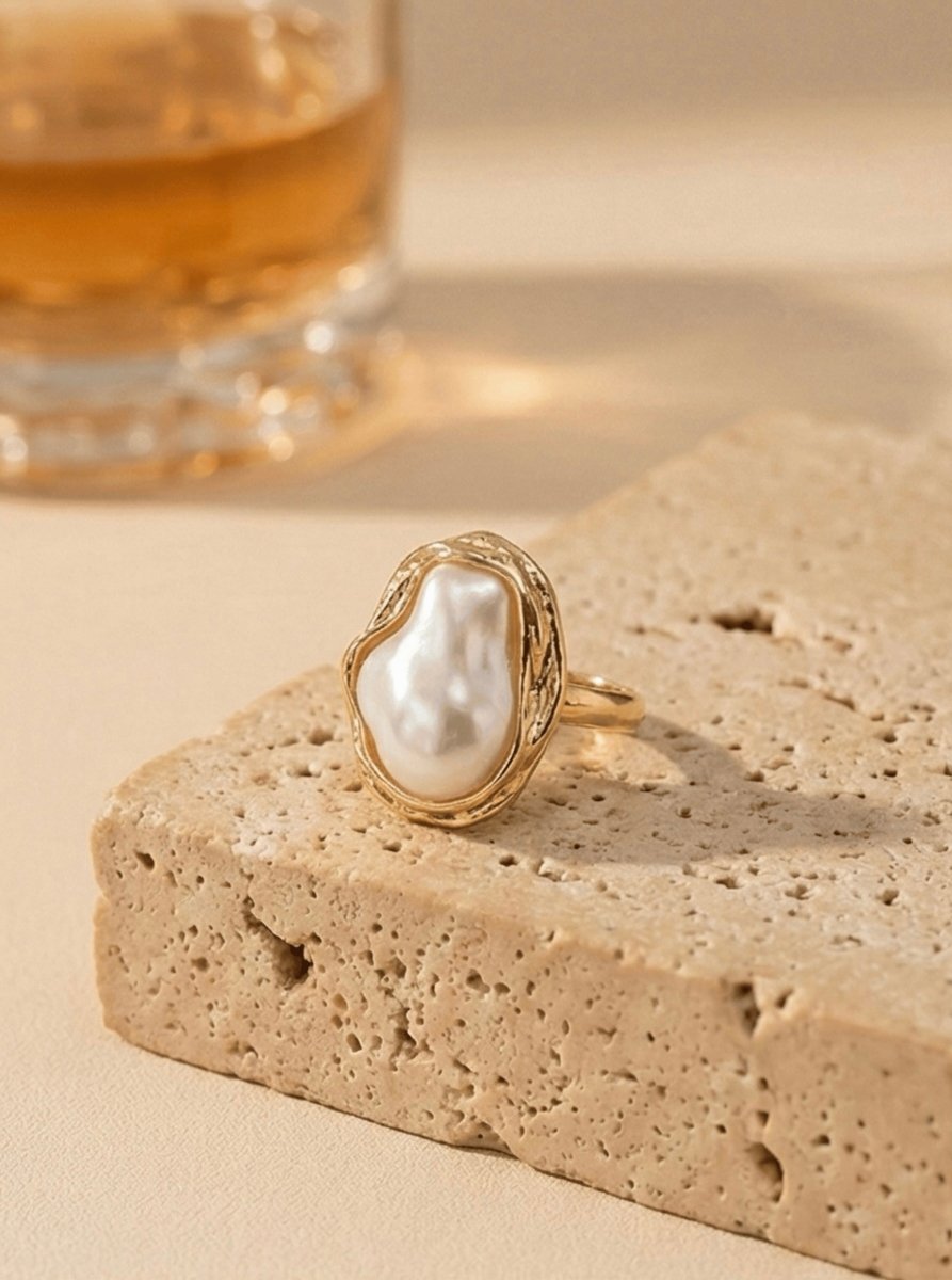 Baroque Pearl Adjustable Ring - Aurvi