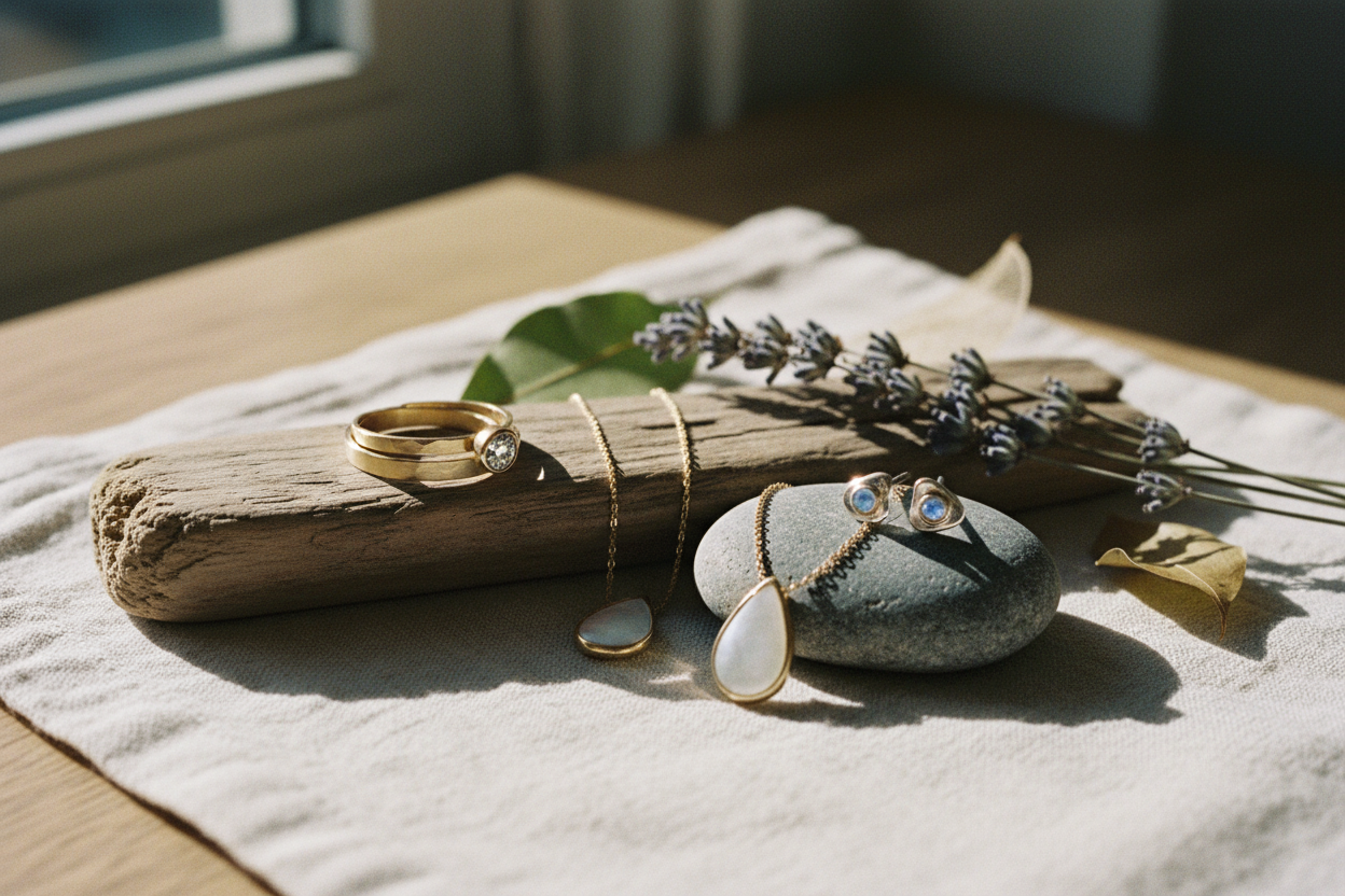 generate an image for about us page of the section of the story - We don’t chase trends or mass production. Instead, we focus on timeless beauty — jewelry that grows with you, that feels right whether it’s your everyday go-to or a special piece that marks a milestone.

make the image not look too much like its AI generated, make it look real