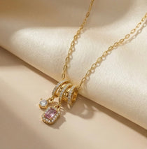 Gold Plated Anti Tarnish Dual Pendant Necklace - Aurvi