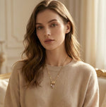 Gold Plated Anti Tarnish Dual Pendant Necklace - Aurvi