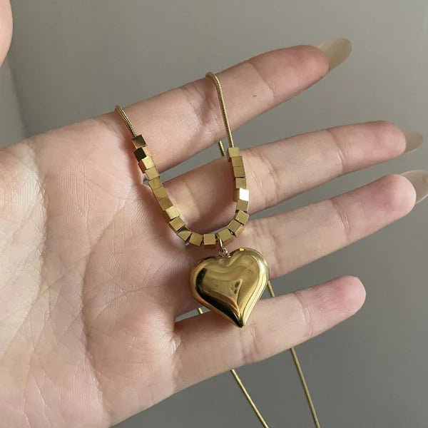 Gold - Plated Anti Tarnish Heart Pendant - Aurvi