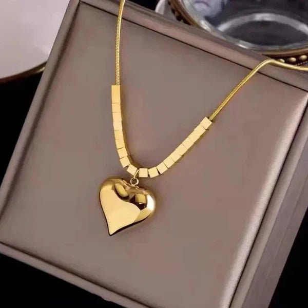 Gold - Plated Anti Tarnish Heart Pendant - Aurvi