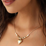 Gold - Plated Anti Tarnish Heart Pendant - Aurvi